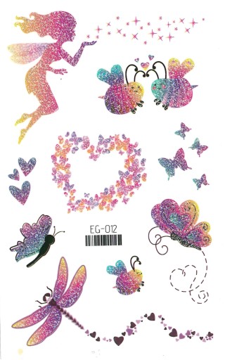Umývateľné tetovanie pre deti GLITTER BOTTERFLIES EG012