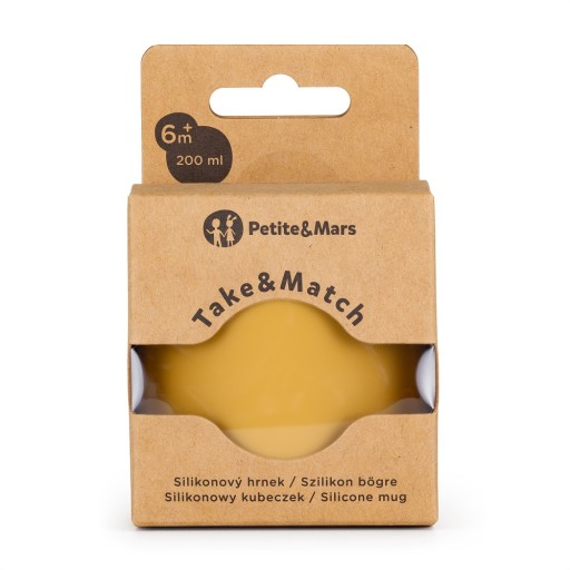 PETITE&MARS Silikónový pohár Take&Match Intense Ocher yellow 6m+ 200 ml