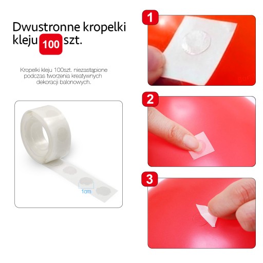 Obojstranné kvapky lepidla na balóny, 100 ks.