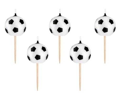 SVIEČKY NA NARODENINOVÉ OZDOBENIE TORTY FUTBAL 5x
