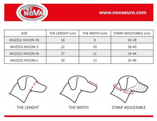 PET NOVA Náhubok Nylon, náhubok 27cm, popruh 24-44cm