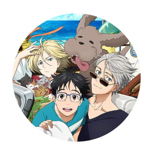 3 anime špendlík so vzorom Yuri on Ice 58 mm