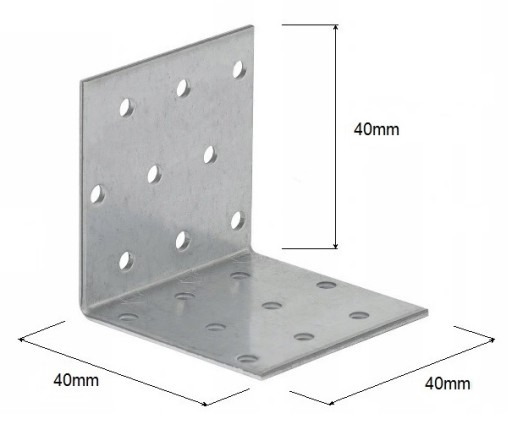 Oceľový uholník 4 cm x 4 cm, dĺžka 4 cm, hrúbka 2 mm