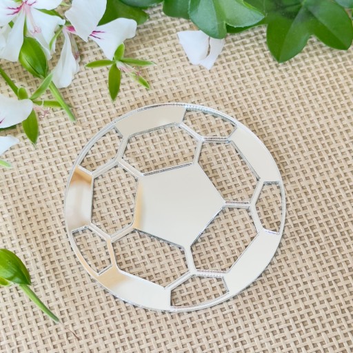 Futbalový futbal Dekorácia na bočnú tortu Plexi Silver Mirror