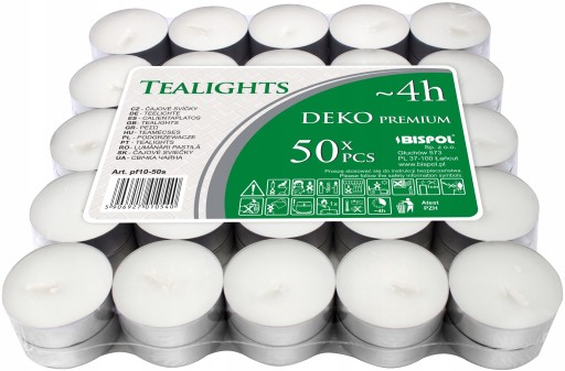 TEALIGHTY Neparfumované sviečky HEATER TEALIGHT BISPOL ~4H 50 KS