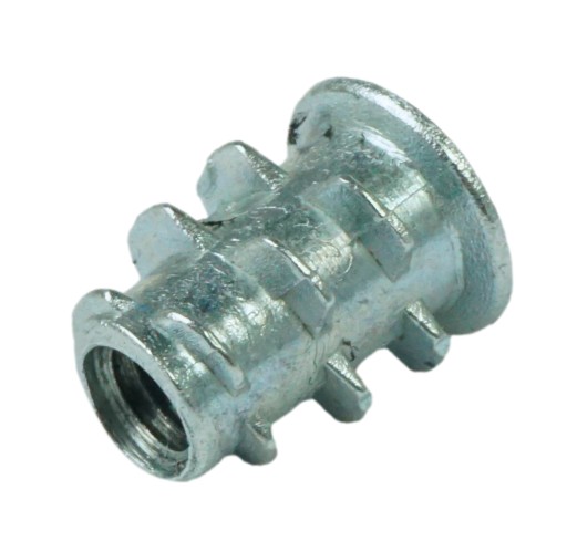 10x nástrčná oceľová nábytková vložka M4 x 10 mm skrutkovaná do dreva, typ DC