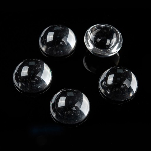 Sklenené kabošony, priehľadné, polguľaté, bezfarebné, 16x7,5mm, 20ks