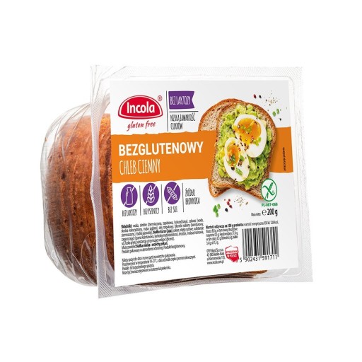 Incola Bezlepkový chlieb tmavý 200 g
