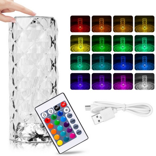 LED DOTYKOVÁ LAMPA, FAREBNÁ RGB KRYŠTÁLOVÁ LAMPA + DIAĽKOVÉ OVLÁDANIE