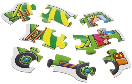 Náučné puzzle Stavebné vozidlá Bager Nakladač Miešačka na betón 32 ks.