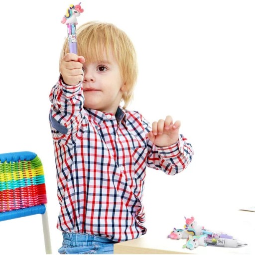 MINI viacfarebný automatický guľôčkový hrot JEDNOROŽEC PRE DIEVČA 4v1 3x