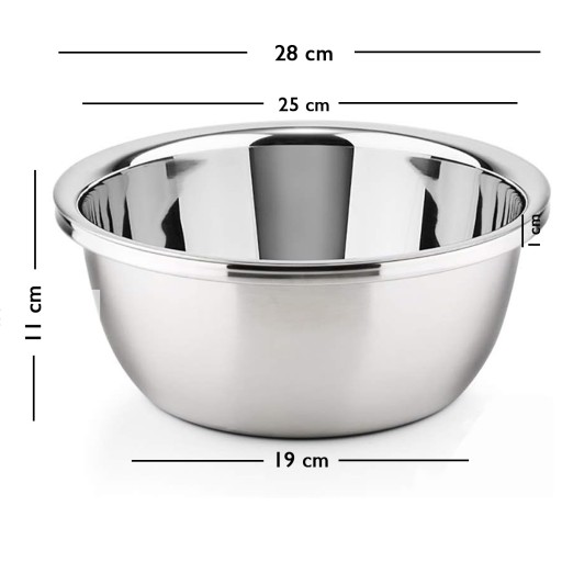 OCELOVÁ MISKA 28 CM PEVNÁ GASTRONOMICKÁ KUCHYŇSKÁ NEREZ.