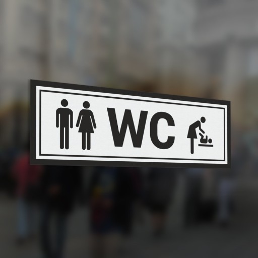 WC, prebaľovací pult - nálepka na dvere 10x30