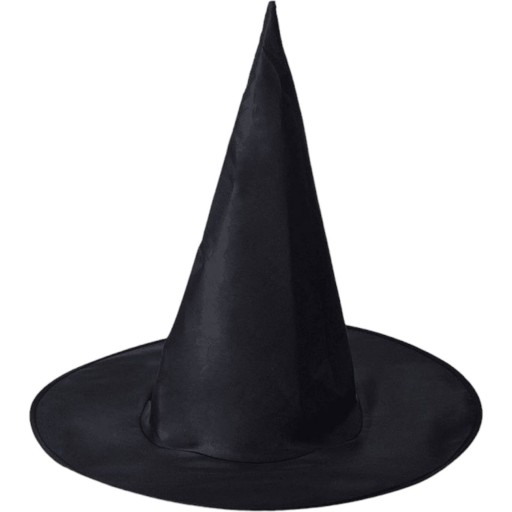 Vzorovaný čierny čarodejnícky klobúk pre halloweensky kostým s dlhými rukávmi