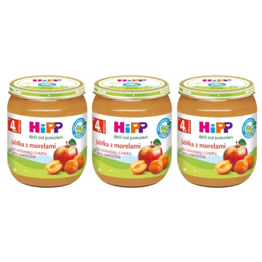 HiPP BIO Jablká s marhuľami po 4. mesiaci 3x125 g