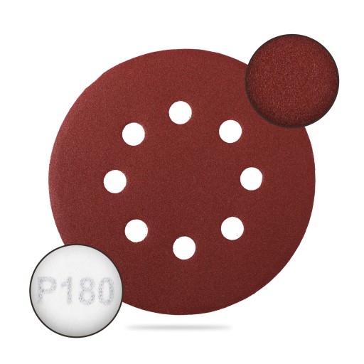 10x brúsny kotúč Otvory na suchý zips 125 mm P180 kotúče Kotúč Brúsny kotúč