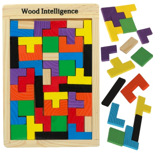 DREVENÉ PUZZLE TETRIS PUZZLE MONTESSORI BLOCKS 3D LOGICKÁ HERNÁ SÚPRAVA
