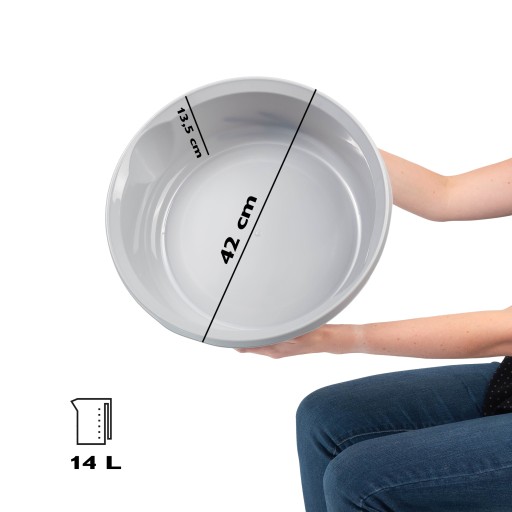 PLASTOVÁ MISKA 14L, PANVA okrúhla, SIVÁ