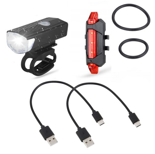 PREDNÁ + ZADNÁ LED BICYKELOVÁ LAMPA NA BICYKEL, RIADKA, NABÍJACIE USB
