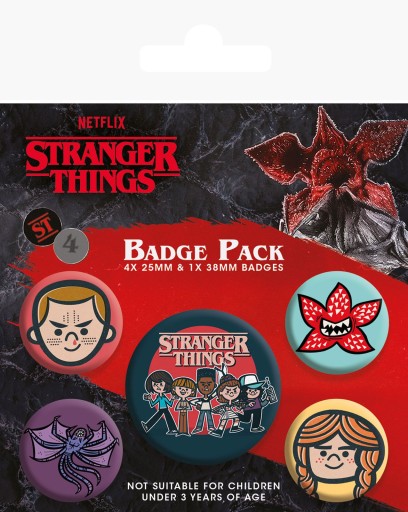 Špendlíky Stranger Things 4 Badge Pack, sada 5 kusov