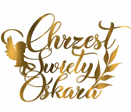 TOPPER ozdoby na tortu KRST. Anjel svätého krstu + MENO ZLATÉ