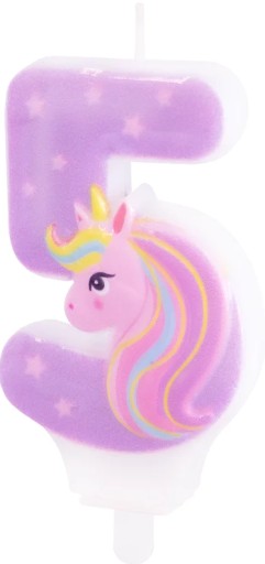 Sviečka 5 na torte s číslom Birthday Unicorn