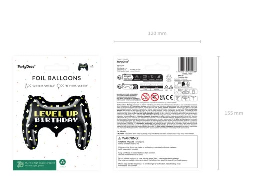 Narodeninové balóniky PAD GAMEPAD Ovládač k narodeninám hráča čierny 72 cm 1 ks