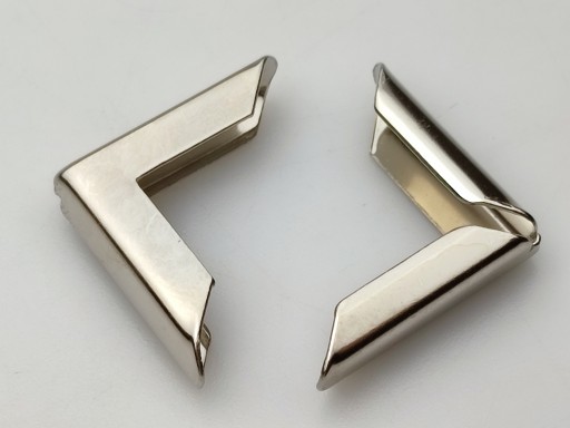 Rohová kabelka, koženkové kovanie, 22 mm, strieborná, 2 kusy