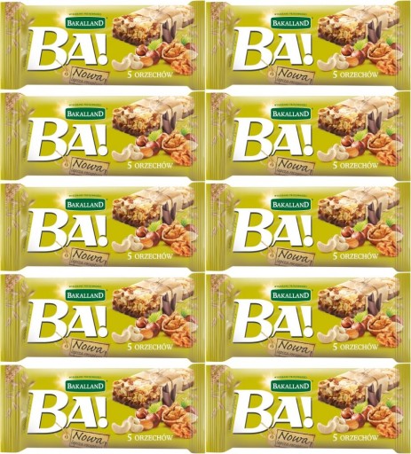 Cereálna tyčinka Bakalland BA! 5 orechov 40 g OVSEK x 10
