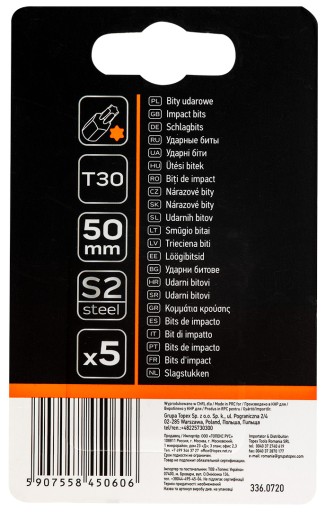 Nárazové bity S2 50mm T30 1/4” 5ks NEO 09-587