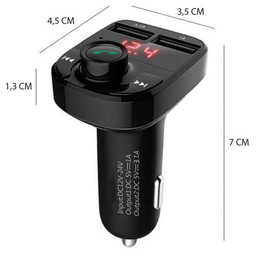 BLUETOOTH FM VYSIELAČ MP3 SD NABÍJAČKA 2xUSB
