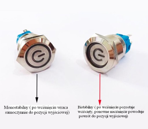 Tlačidlový spínač 19mm, podsvietená LED 230V bi
