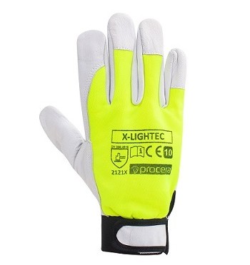 PRACOVNÉ RUKAVICE KOŽENÉ NA VELCRO X-LIGHTEC HI-VIS 10
