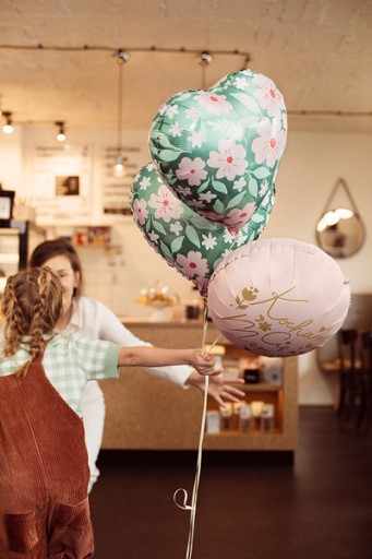 Fóliový balón Srdce s kvetmi - zelený, 45 cm