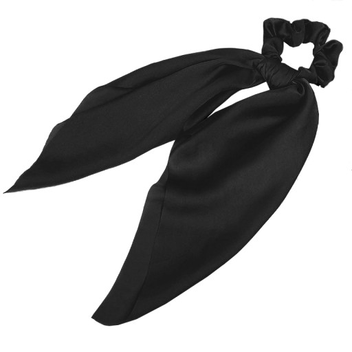 Gumička do vlasov, gumičky, dlhý saténový šál, elegantný, čierny