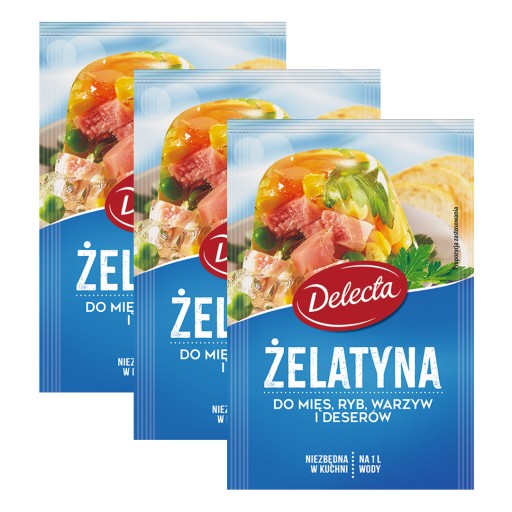 Delecta potravinárska želatína 3x20g na mäso, ryby, zeleninu a dezerty v 1l vody