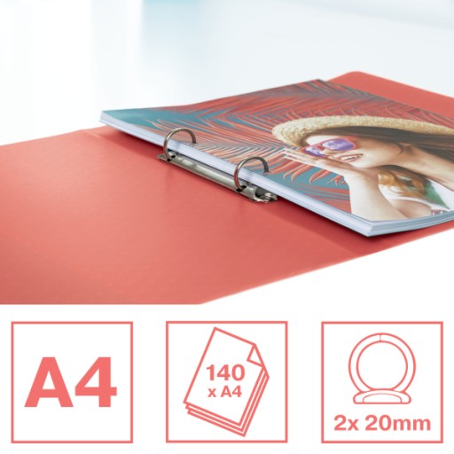 Zakladač na dokumenty A4 RING 2 RR 25mm koralový Esselte