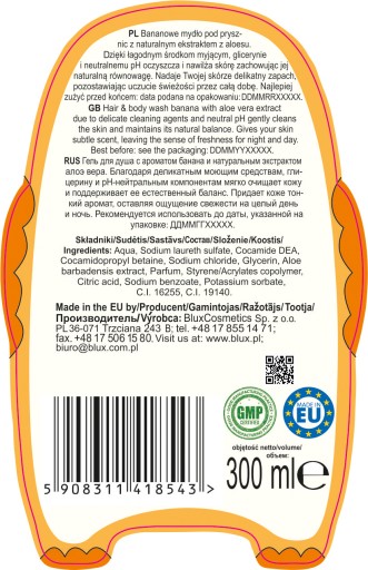 KIDS banánové sprchové mydlo s aloe 300 ml