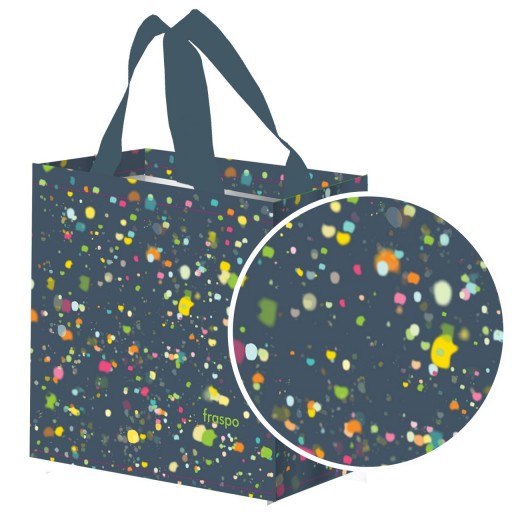 Grafitová nákupná taška SPOTS z polypropylénu, opakovane použiteľná sieťovina, 26x15x27cm