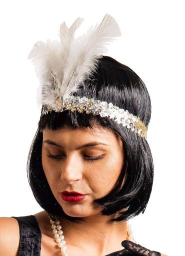 Čelenka s perím vo flitrach Charleston Silver Years Retro 40' 20' 20 40
