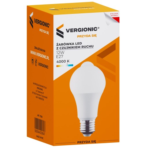 SMD E27 LED žiarovka 12W 4000K 750lm pohybový senzor neutrálna biela
