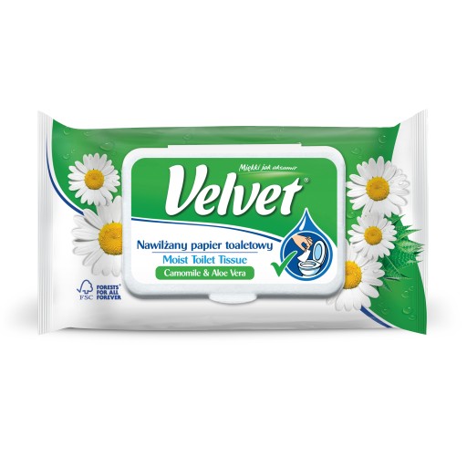 VELVET Vlhčený toaletný papier CHAMOMILE 48 ks