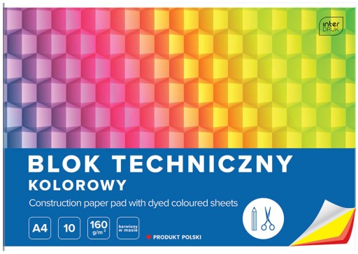 INTERDRUK farebný technický blok A4, 10 listov, 160g