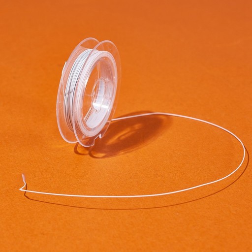 Oceľové lano na šperky s nylonovým poťahom, biely dym, 0,38 mm, 10 m/ cievka
