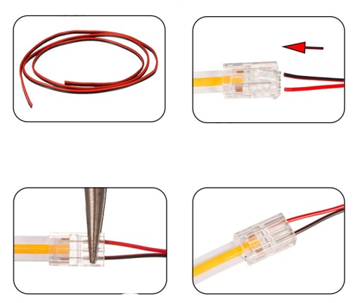 KONEKTOR PRE LED COB PÁS 8mm + káblová ZÁPADKA