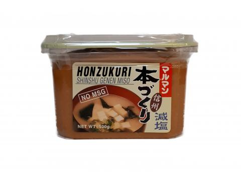 Shinshu Genen Miso Less Salt 500g Honzukuri