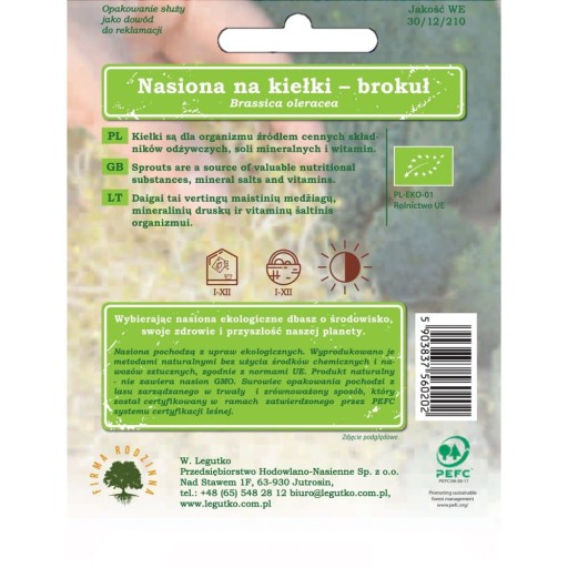 Semienka do brokolicových klíčkov 10g BIO - Semienka - W. Legutko