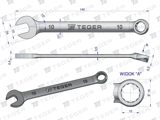 Kombinovaný kľúč TEGER 10 mm