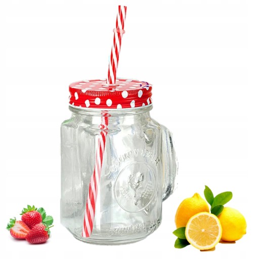 SKLENENÝ hrnček, džbán so slamkou pre dospelých 450ml LIMONÁDOVÉ POHÁRE
