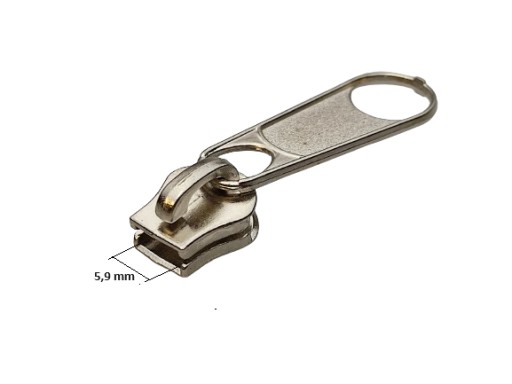 Jazdec č. 5 na kovový zips, strieborný, 1 kus